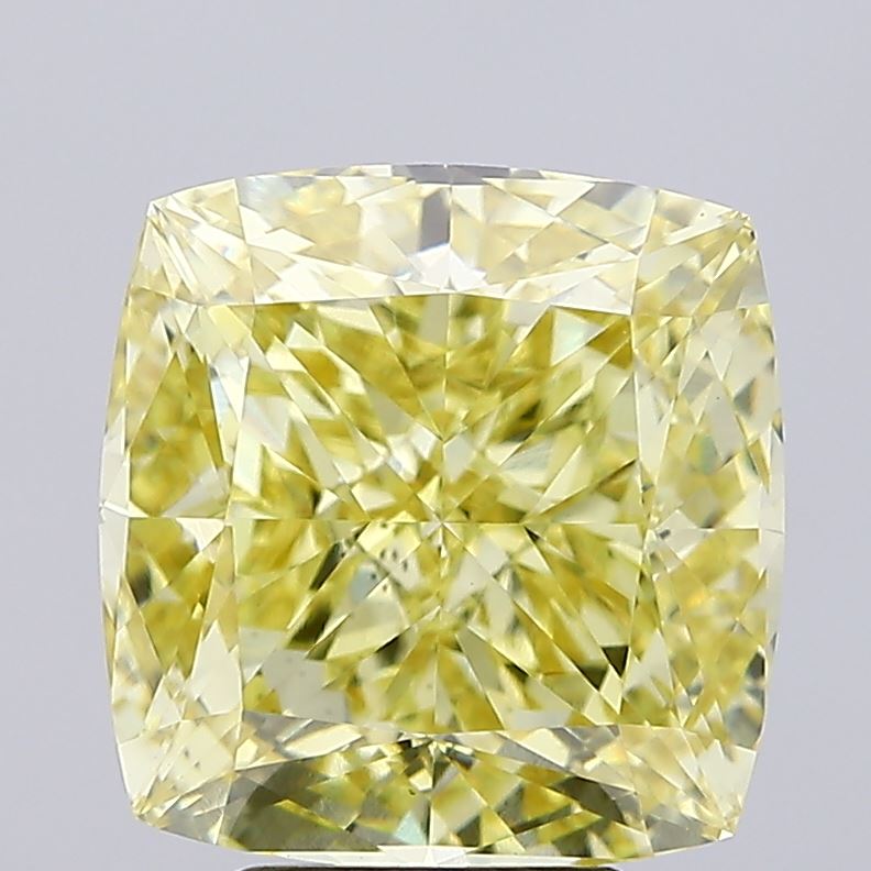 5.25ct Cushion FANCY INTENSE YELLOW VVS2 Lab Created Diamond