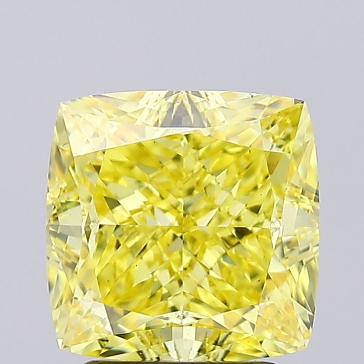 3.07ct Cushion FANCY VIVID YELLOW VS1 Lab Created Diamond