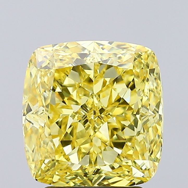 2.63ct Cushion FANCY INTENSE YELLOW VVS2 Lab Created Diamond