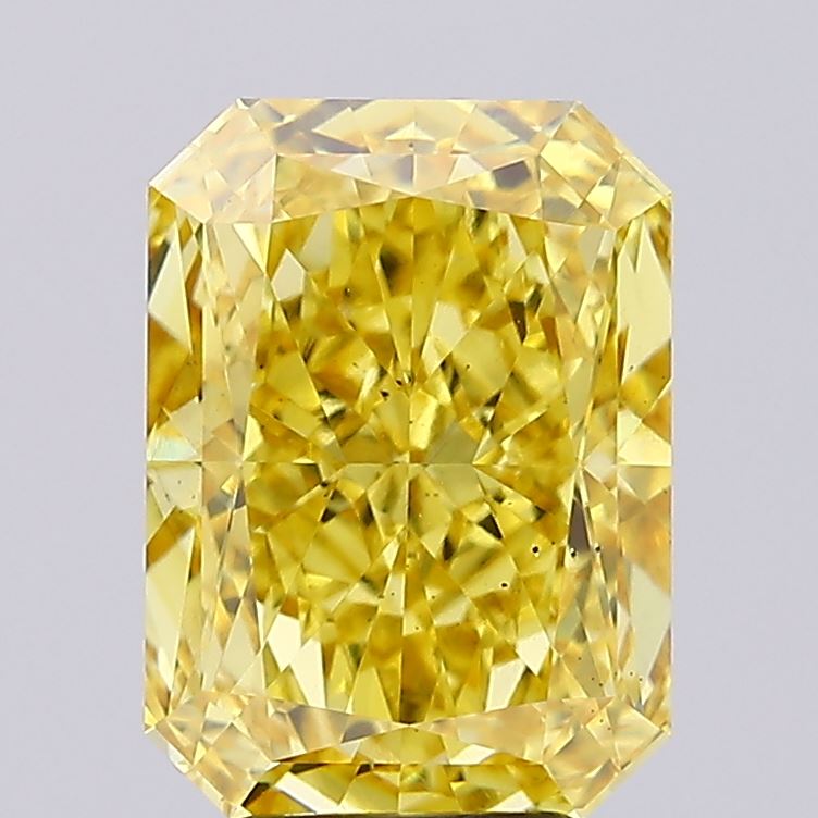 5.26ct Radiant FANCY VIVID YELLOW VS2 Lab Created Diamond