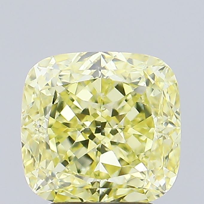2.44ct Cushion FANCY YELLOW VS2 Lab Created Diamond