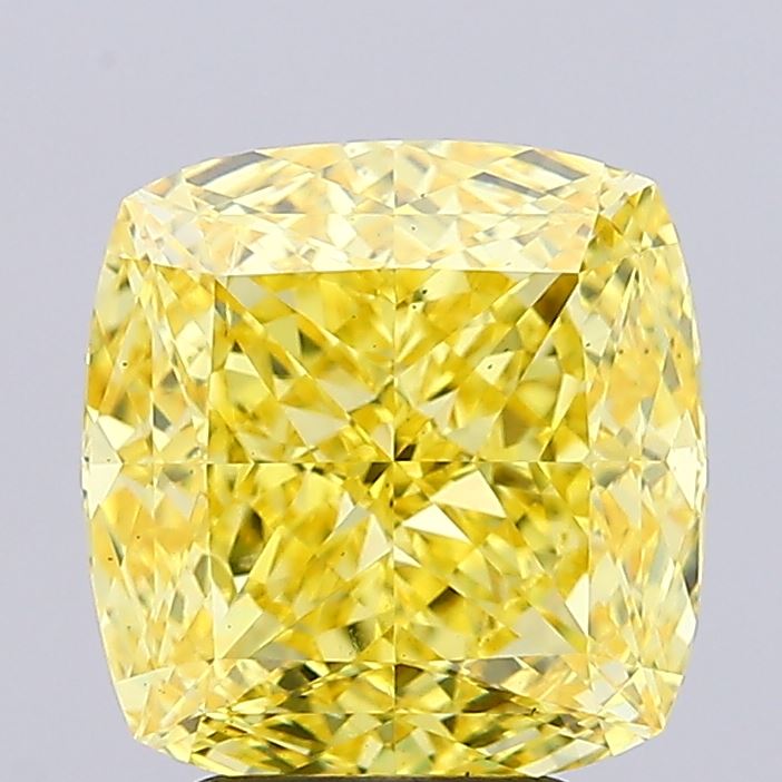 4.18ct Cushion FANCY VIVID YELLOW VS2 Lab Created Diamond