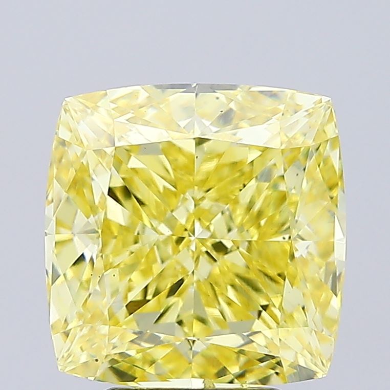 5.07ct Cushion FANCY INTENSE YELLOW VS2 Lab Created Diamond