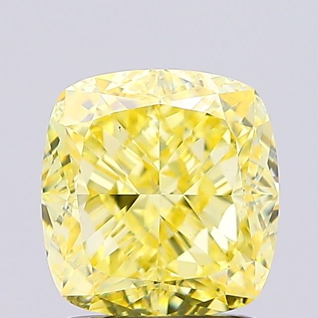 2.13ct Cushion FANCY INTENSE YELLOW VS1 Lab Created Diamond