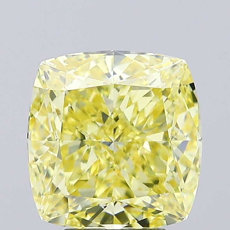 4.61ct Cushion FANCY INTENSE YELLOW VVS2 Lab Created Diamond