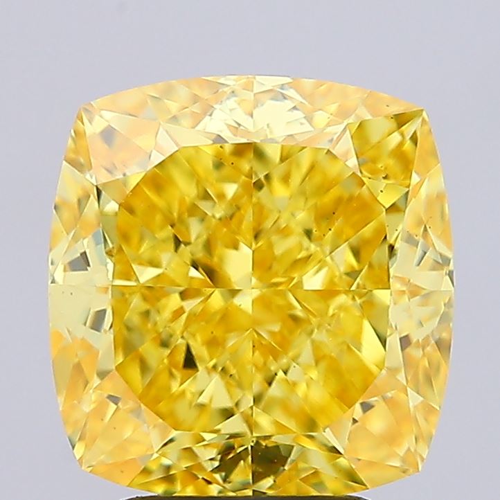 5.08ct Cushion FANCY VIVID YELLOW VS1 Lab Created Diamond