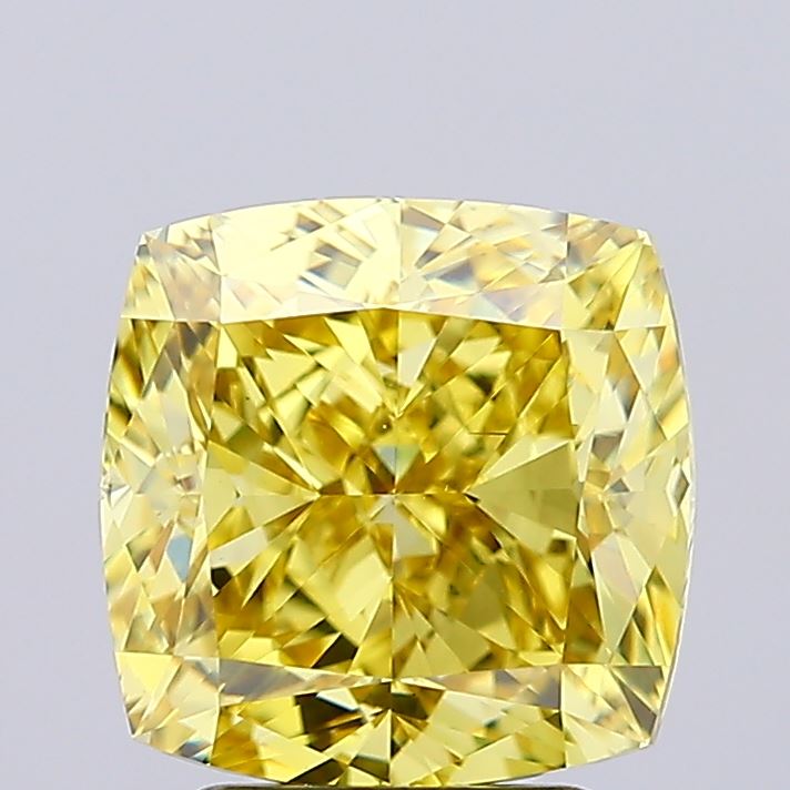 4.02ct Cushion FANCY VIVID YELLOW VS2 Lab Created Diamond